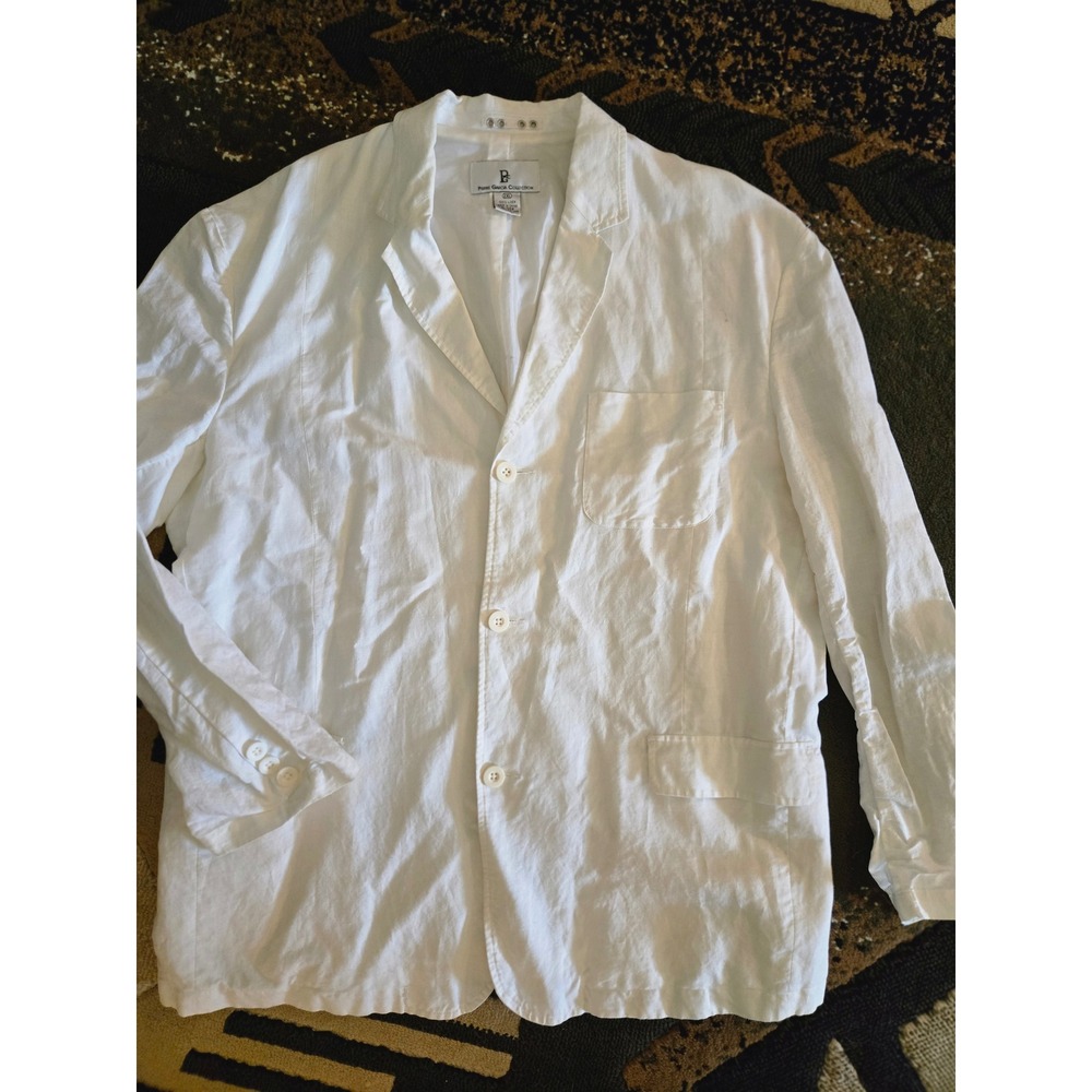 Pierre Garcia Collection Mens 2XL White 100% Linen 3-Button Casual Blazer Jacket